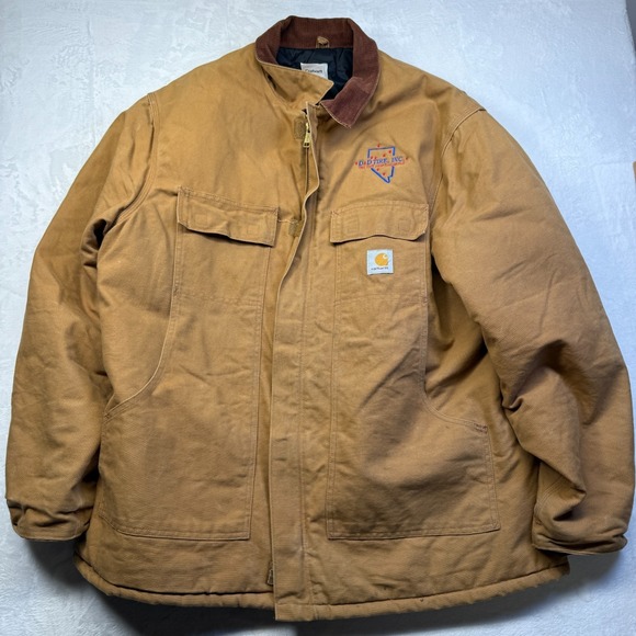 Carhartt Jacket Mens 48 Tall Brown C03 BRN Arctic Quilted Chore Coat Embroidered